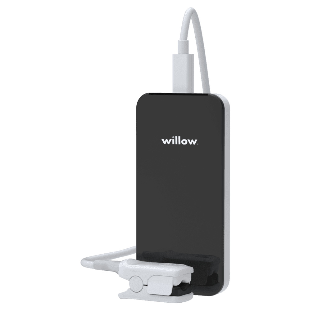 Ember device with the Ember Mini finger sensor and USB-C charging cable